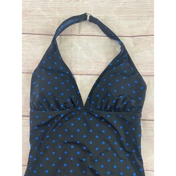 Speedo Women's Blue Polka Dot One Piece Swim Suit - 10 - Picture 3 of 12